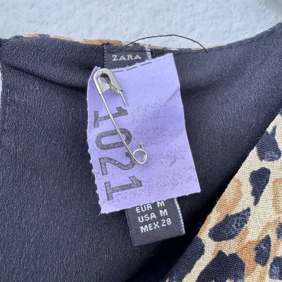Zara TRF Collection Leopard Print Mini Dress Womens Medium V Neck - Picture 6 of 9